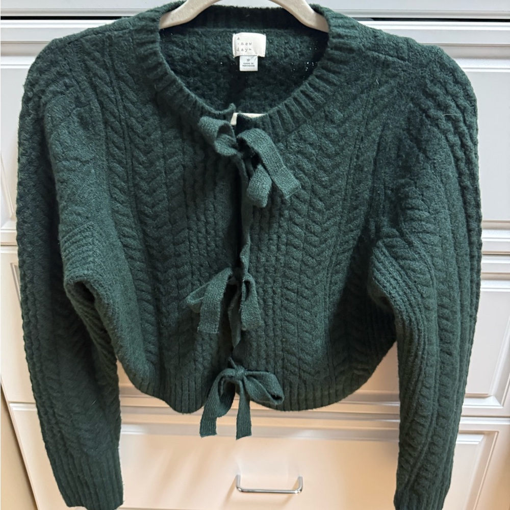 a new day Forest Green Cable Knit Cardigan